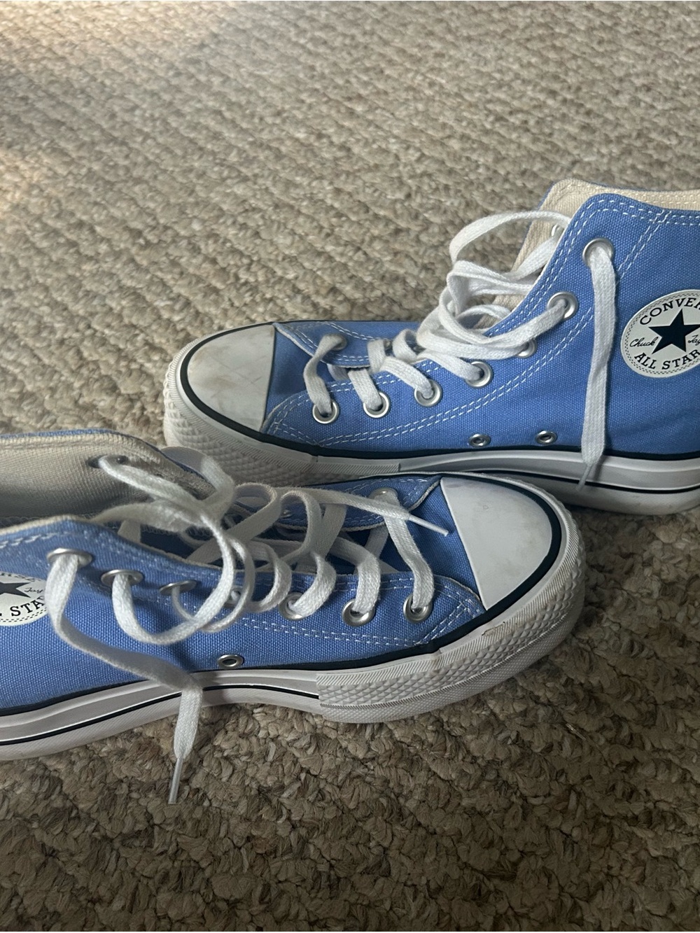 Converse Light Blue High-Top Sneakers with White Accents - Picture 4 of 5